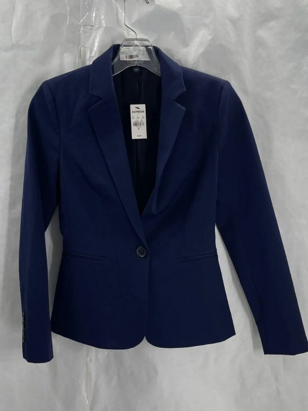 Express Women's Navy Blue One-Button Tailored Suit Blazer Jacket Size 00 NWT